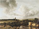 Jacob Van Ruisdael Famous Paintings - Landscape with Church and Ruined Castle